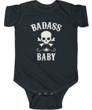 Badass Baby Bodysuit | Skull Rocker Baby Clothes | Metal Unisex Baby Clothing